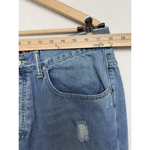 Y2K Guess Jeans Men Straight Leg Sz 36x32 Modele Distressed Button Fly Grunge - Picture 8 of 16